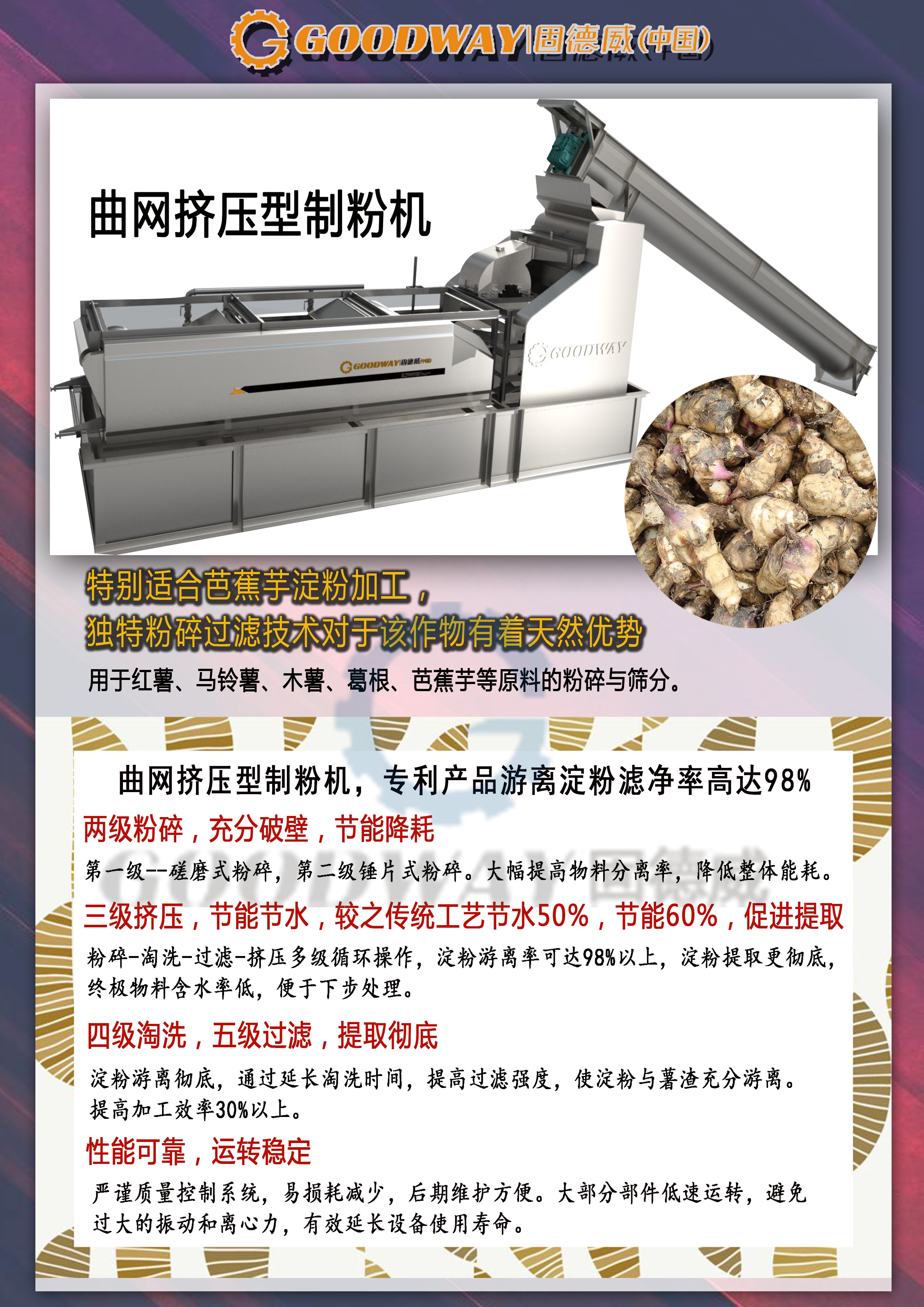 芭蕉芋淀粉加工  选择好的制粉机很重要